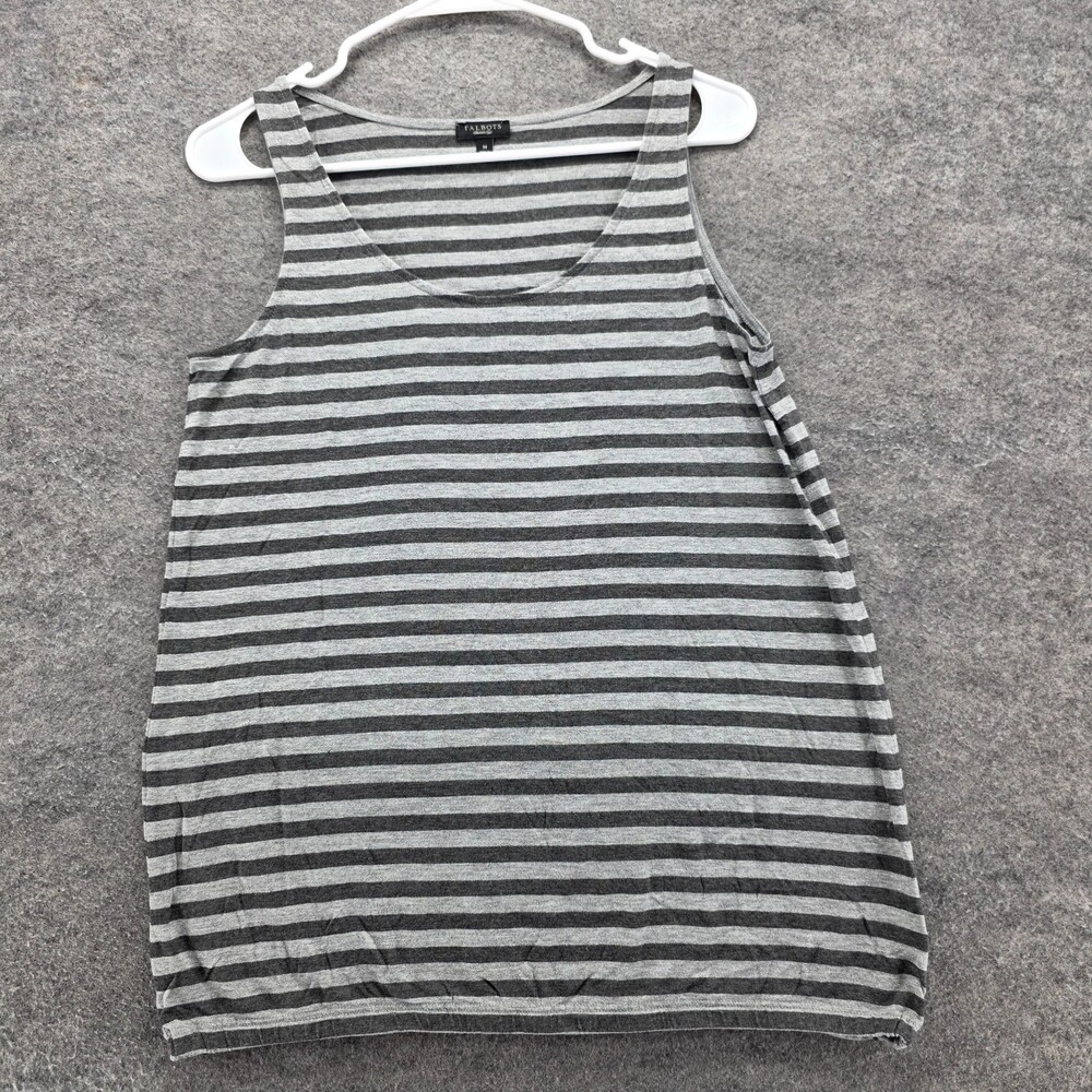 Talbots Shirt Womens Medium Gray Silver Striped Sleeveless Tank